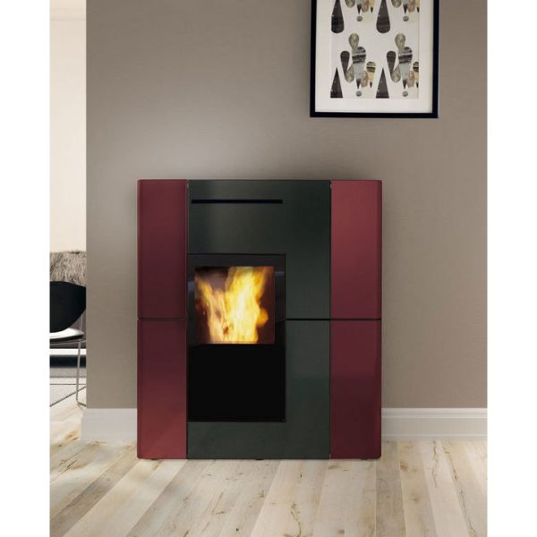 Termostufa a Pellet Blade H Colore Rossa e Acciaio - Edilkamin
