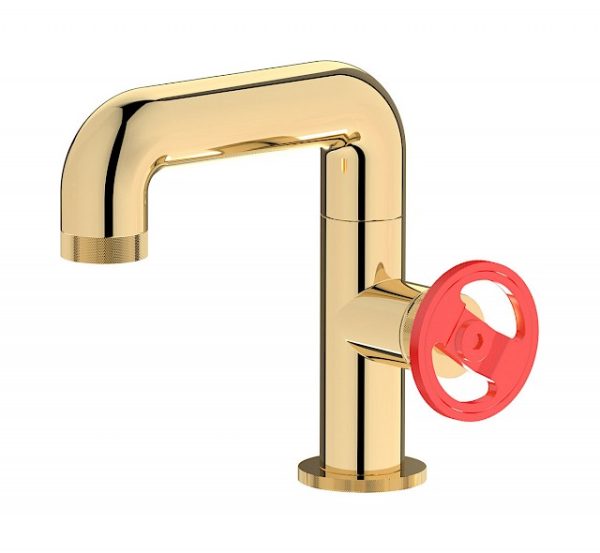 Miscelatore lavabo colore cromo oro inglese leva rossa serie bold ib
