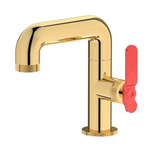 Miscelatore lavabo colore cromo oro spazz leva rossa serie bold ib