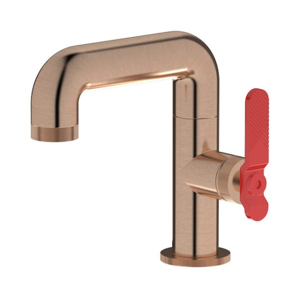 Miscelatore lavabo colore cromo oro rosa spazz leva rossa serie bold ib