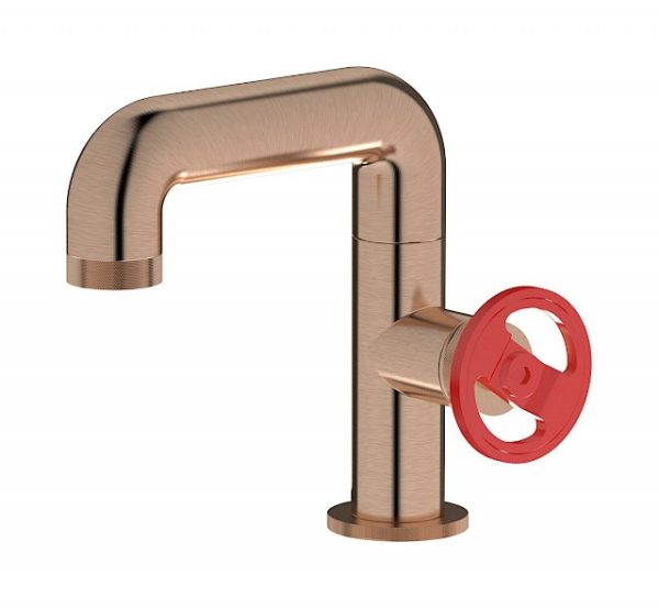 Miscelatore lavabo colore cromo oro rosa spazz leva rossa serie bold ib