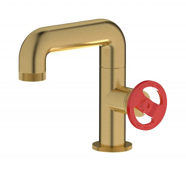 Miscelatore lavabo colore cromo oro spazz leva rossa serie bold ib