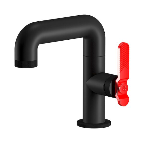 Miscelatore lavabo colore nero opaco leva rossa serie bold ib