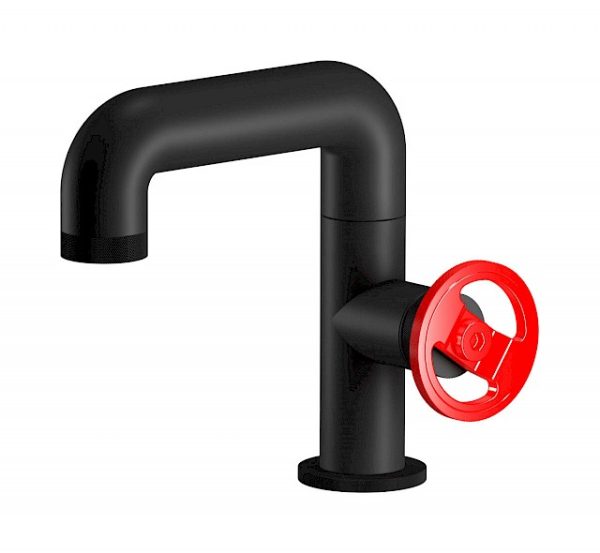Miscelatore lavabo colore nero opaco leva rossa serie bold ib