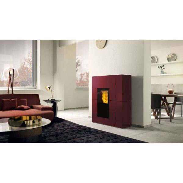 Termostufa a Pellet colore acciaio bordeaux serie Blade H 18 - Edilkamin