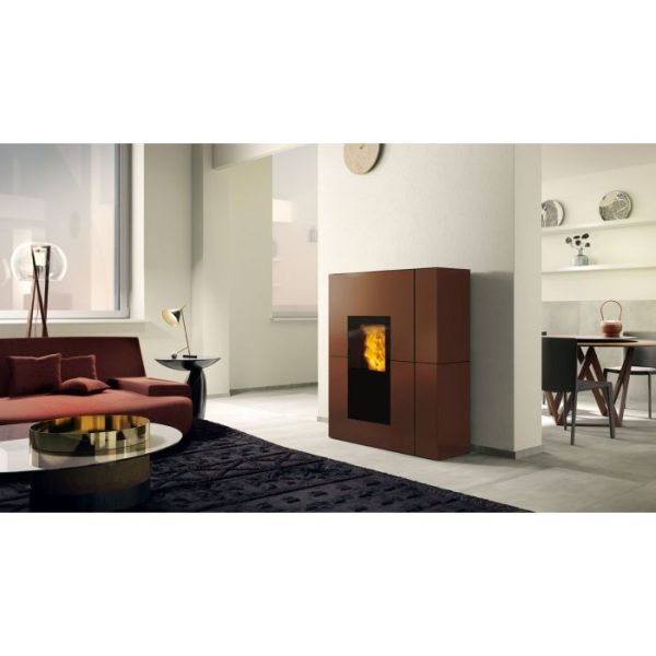 Termostufa a Pellet colore acciao bronzo serie Blade H 22 Edilkamin