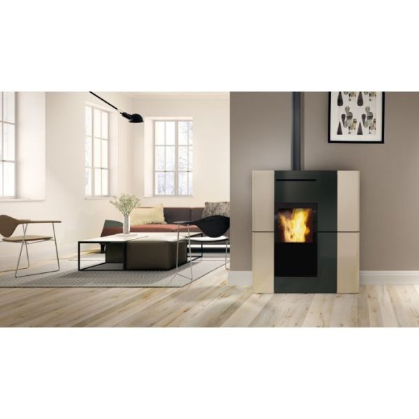 Termostufa a Pellet colore beige serie Blade H 22- Edilkamin