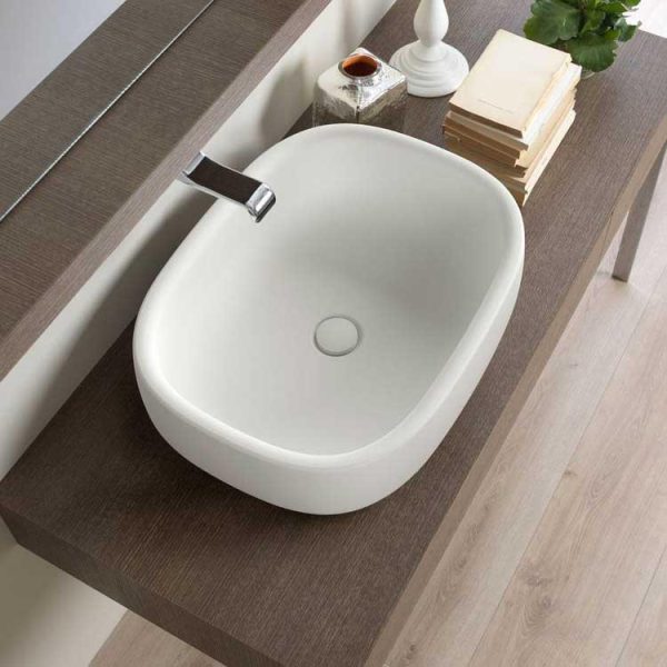 Lavabo 60 da appoggio, senza troppopieno -serie Bonola Flaminia
