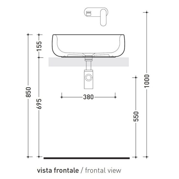Scheda tecnica Lavabo da appoggio o su colonna, senza troppopieno serie bonola Flaminia