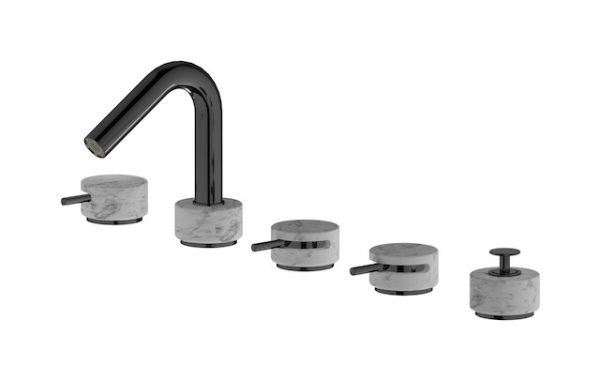 Miscelatore bordo vasca cinque fori colore bianco nero serie marmo ib