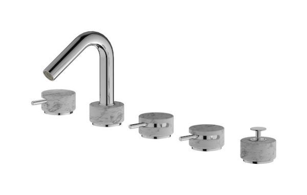 Miscelatore bordo vasca cinque fori colore bianco cromo serie marmo ib