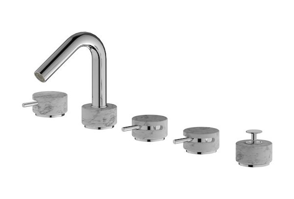 Miscelatore bordo vasca cinque fori colore bianco cromo serie marmo ib