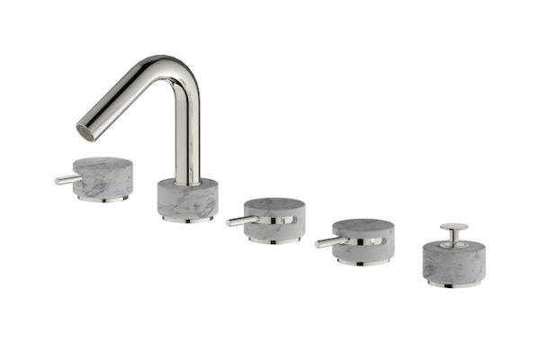 Miscelatore bordo vasca cinque fori colore bianco platino serie marmo ib
