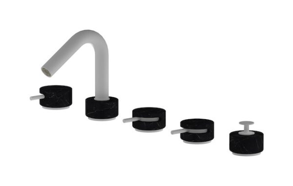 Miscelatore bordo vasca cinque fori colore nero bianco opaco serie marmo ib