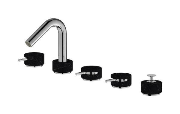 Miscelatore bordo vasca cinque fori colore nero cromo serie marmo ib