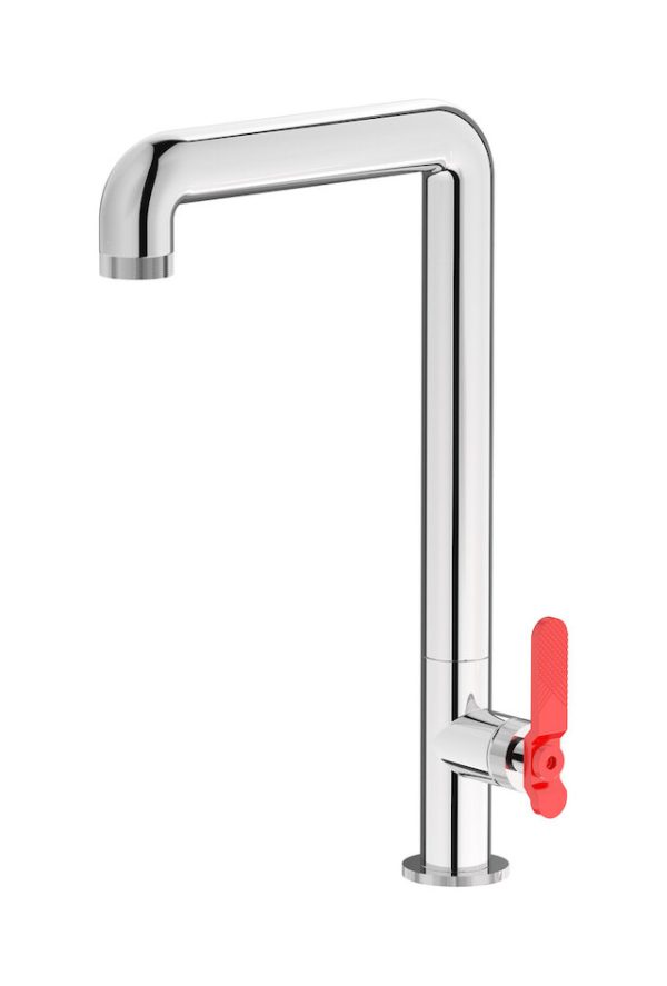 Miscelatore cucina colore cromo leva rossa serie bold ib