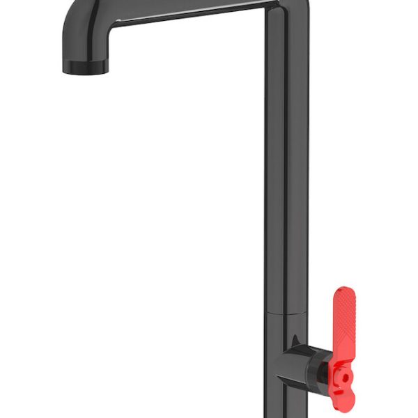 Miscelatore cucina colore nero leva rossa serie bold ib
