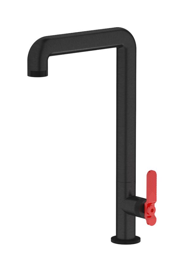 Miscelatore cucina colore nero spazzolato leva rossa serie bold ib