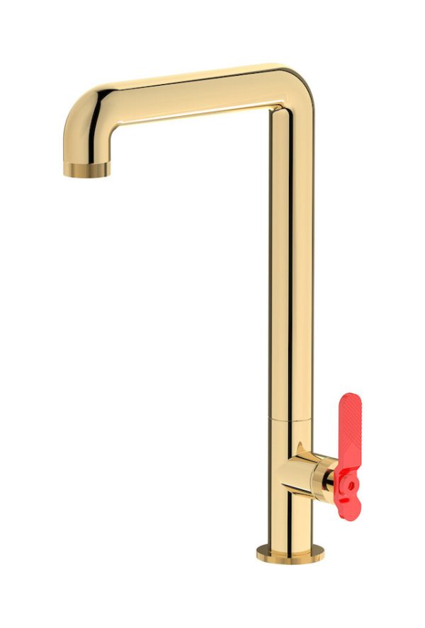 Miscelatore cucina colore oro inglese leva rossa serie bold ib