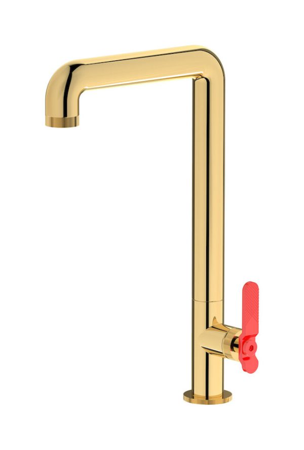 Miscelatore cucina colore oro leva rossa serie bold ib