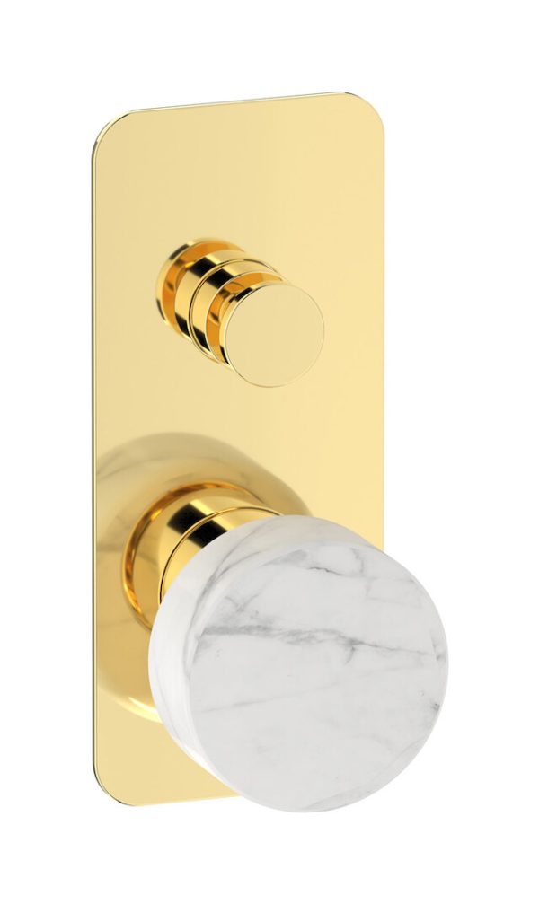 Miscelatore doccia due vie leva colore bianca oro inglese serie marmo ib