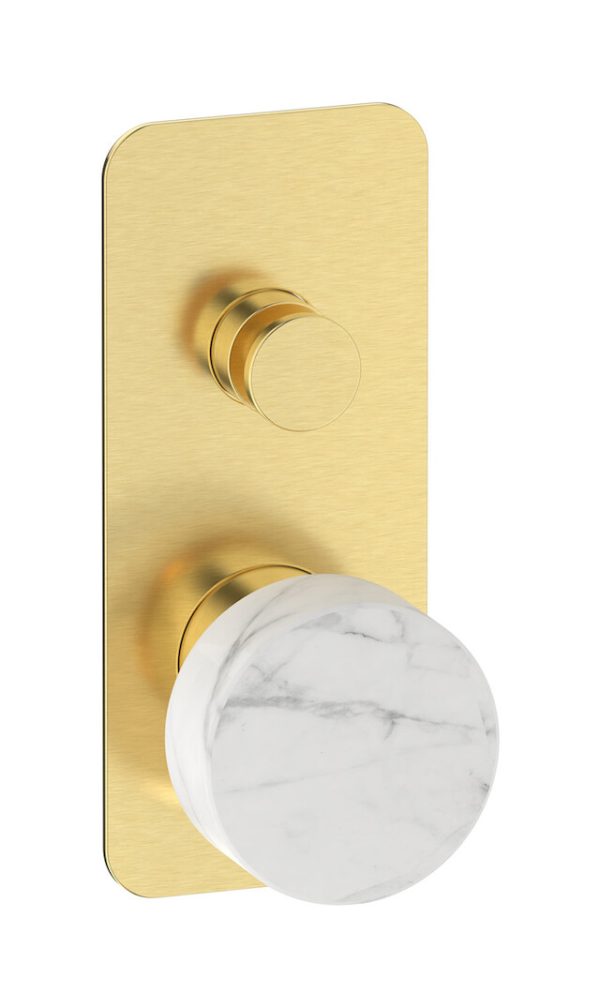 Miscelatore doccia due vie leva colore bianca oro inglese spazzolato serie marmo ib