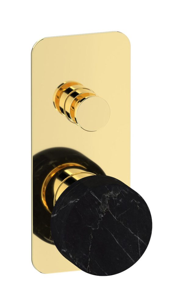Miscelatore doccia due vie leva colore nera oro inglese serie marmo ib
