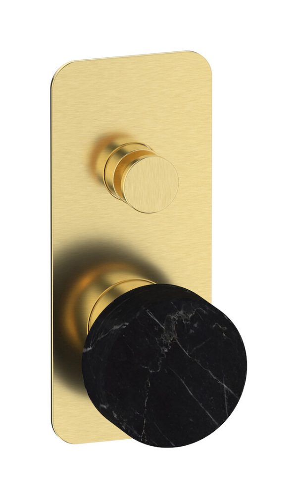 Miscelatore doccia due vie leva colore nera oro inglese spazzolato serie marmo ib