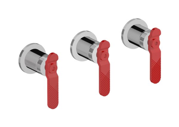 Miscelatore doccia tre fori colore cromo leva rossa serie bold ib