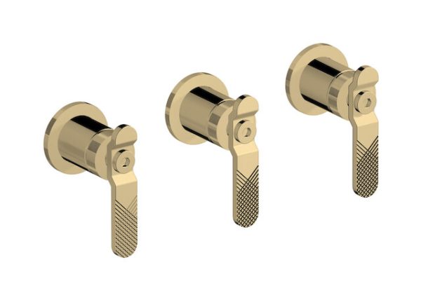 Miscelatore doccia tre fori colore oro inglese serie bold ib