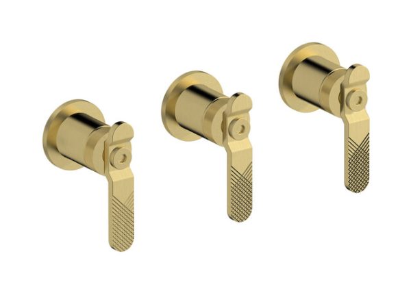 Miscelatore doccia tre fori colore oro inglese spazzolato serie bold ib