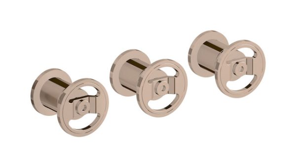 Miscelatore doccia tre fori colore oro rosa serie bold ib