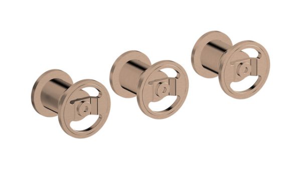 Miscelatore doccia tre fori colore oro rosa spazzolato serie bold ib