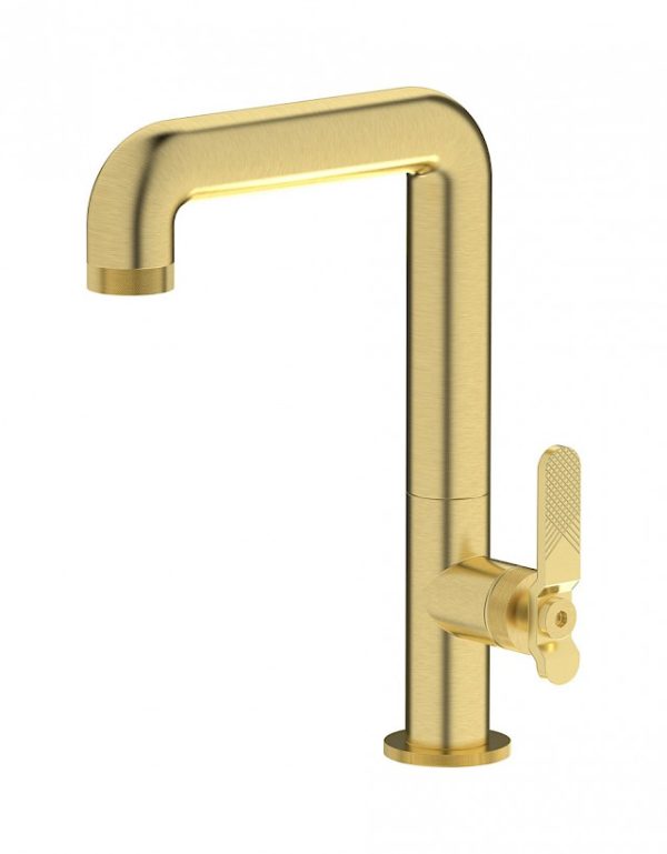 Miscelatore lavabo alto colore oro inglese spazzolato leva serie Bold - ib