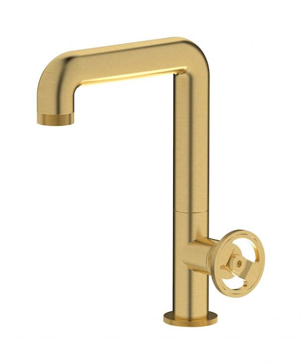 Miscelatore lavabo alto colore oro spazzolato leva serie Bold - ib