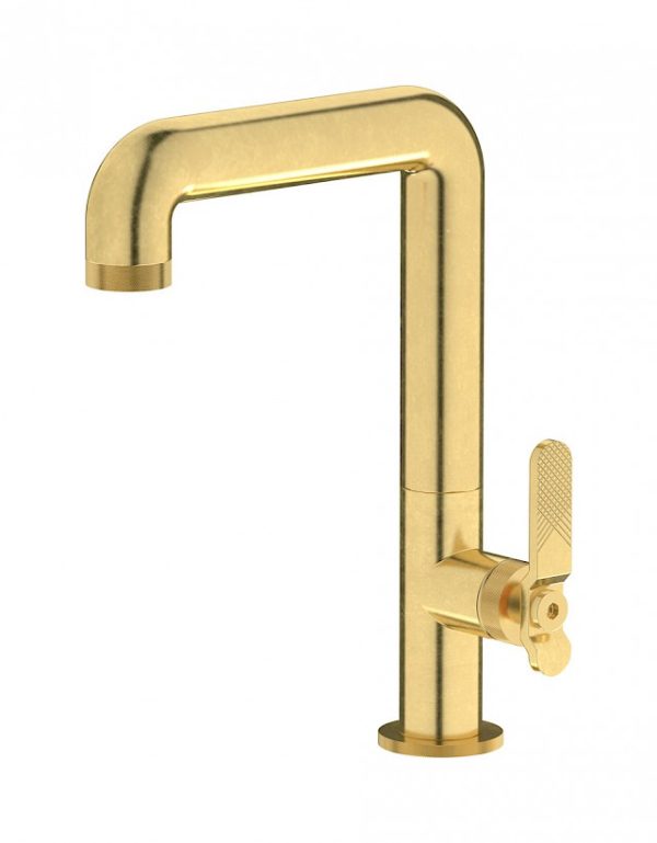 Miscelatore lavabo alto colore ottone naturale leva serie Bold - ib