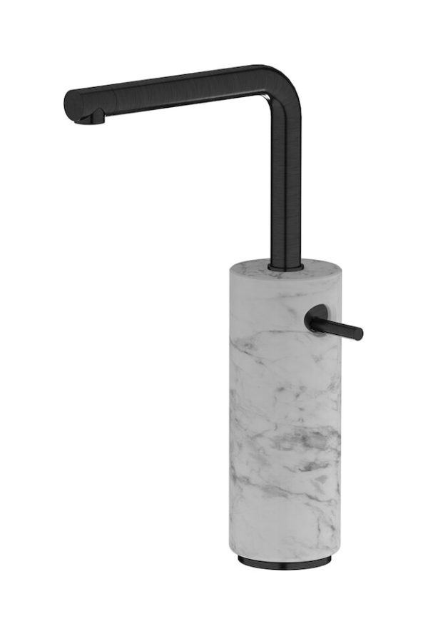 Miscelatore monforo lavabo alto colore bianco nero spazzolato serie Marmo ib