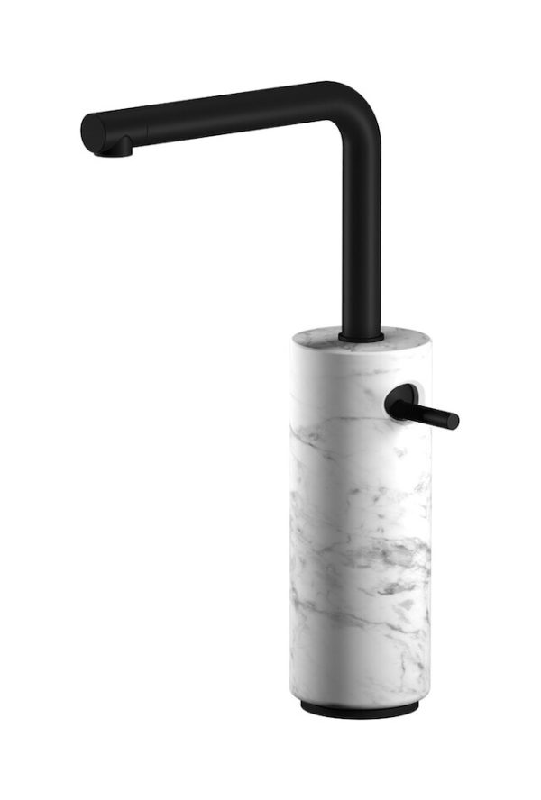 Miscelatore monforo lavabo alto colore bianco nero opaco serie Marmo ib