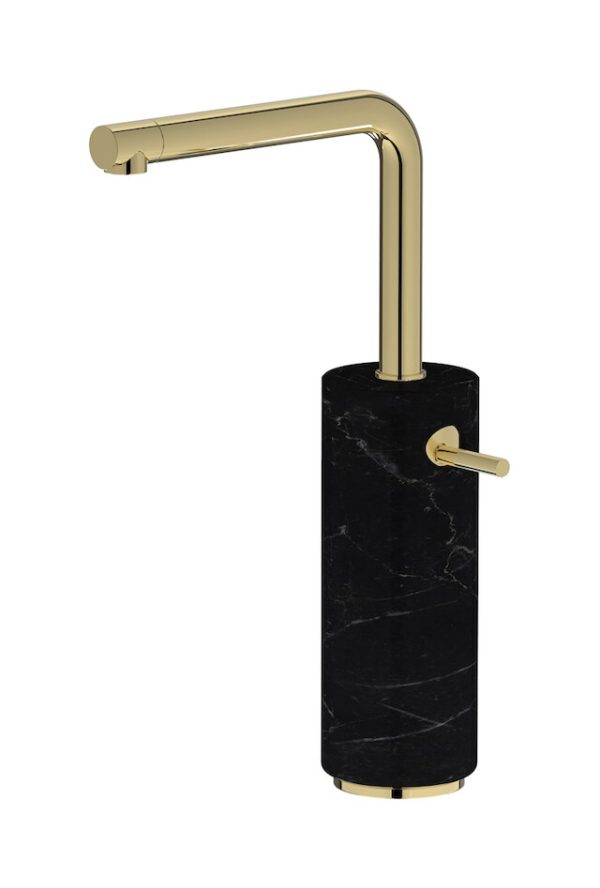 Miscelatore monoforo lavabo alto colore nero oro inglese serie Marmo ib