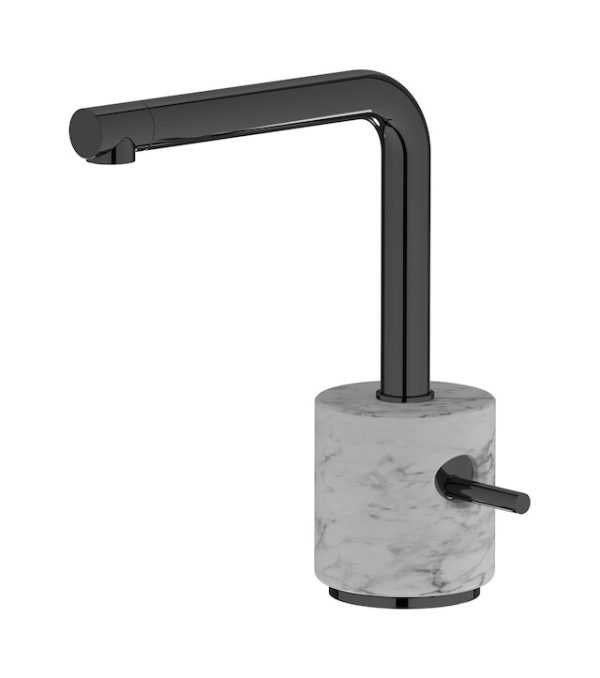 Miscelatore monoforo lavabo colore bianco nero serie Marmo ib