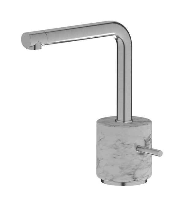 Miscelatore monoforo lavabo colore bianco nickel spazzolato serie Marmo ib