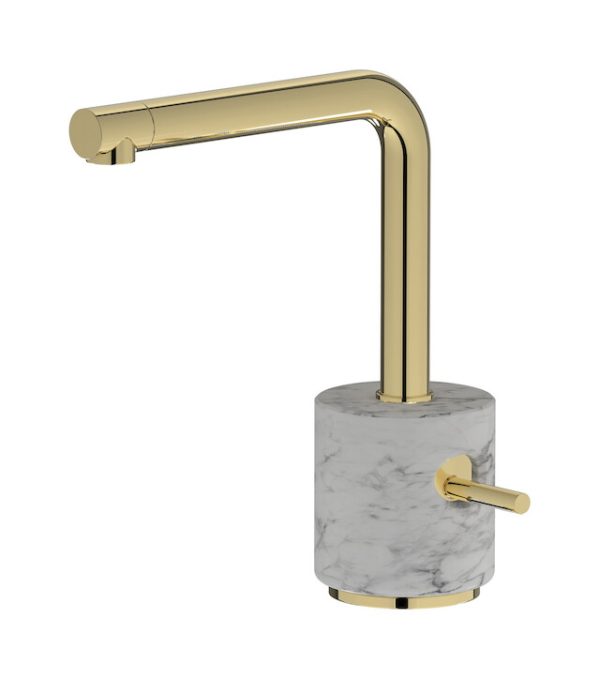 Miscelatore monoforo lavabo colore bianco oro inglese serie Marmo ib