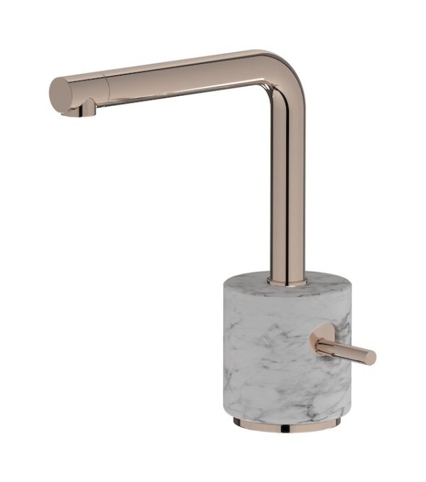 Miscelatore monoforo lavabo colore bianco oro rosa serie Marmo ib