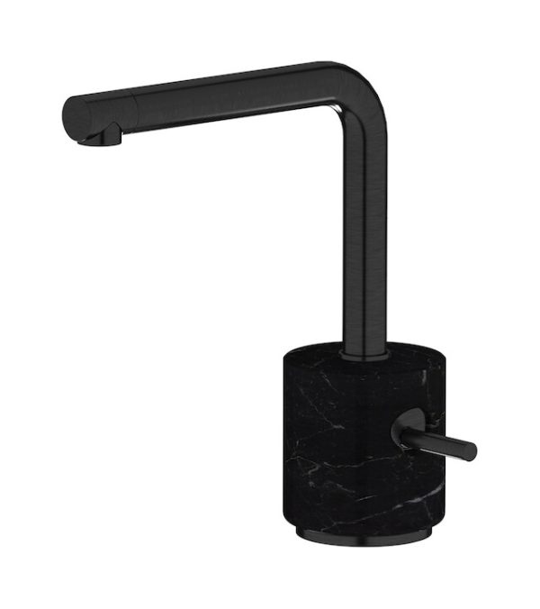 Miscelatore monoforo lavabo colore nero cromo spazzolato serie Marmo ib