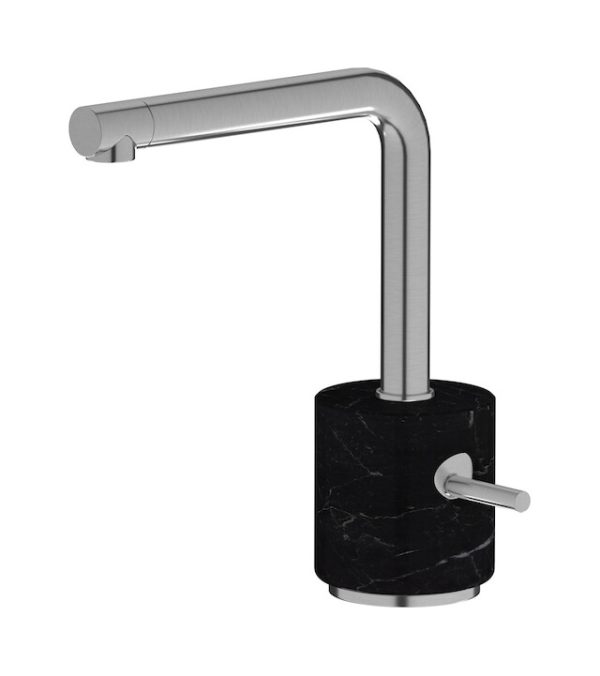 Miscelatore monoforo lavabo colore nero nickel spazzolato serie Marmo ib