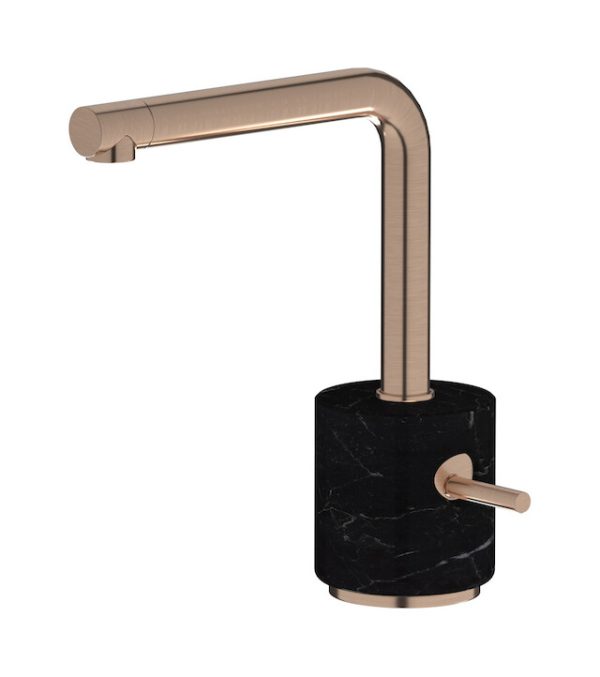 Miscelatore monoforo lavabo colore nero oro rosa spazzolato serie Marmo ib