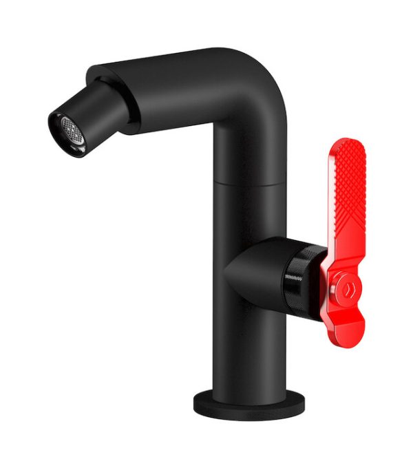 Miscelatore monoforo bidet colore nero opaco leva rossa serie bold ib