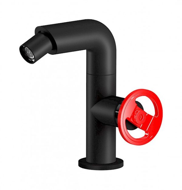 Miscelatore monoforo bidet colore nero opaco leva rossa serie bold ib
