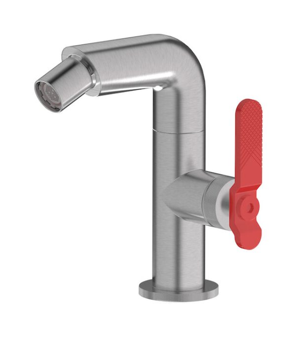 Miscelatore monoforo bidet colore nickel spazzolato leva rossa serie bold ib