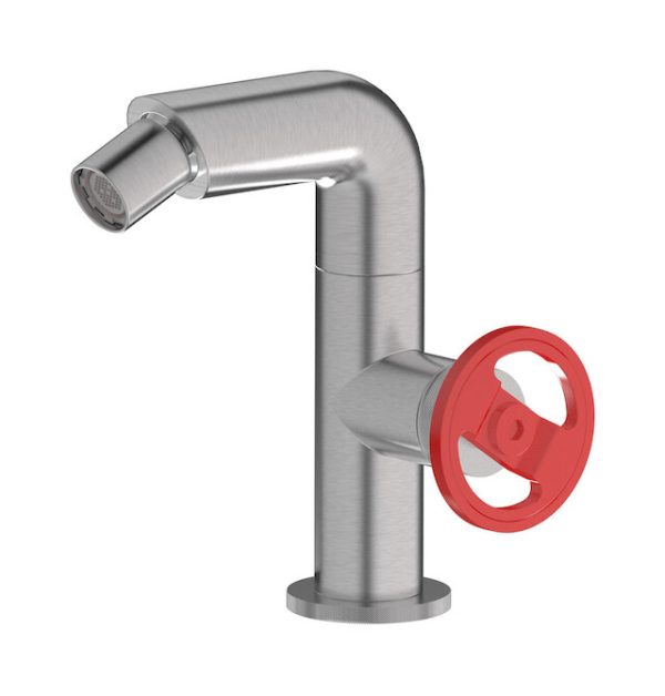 Miscelatore monoforo bidet colore nickel spazzolato leva rossa serie bold ib